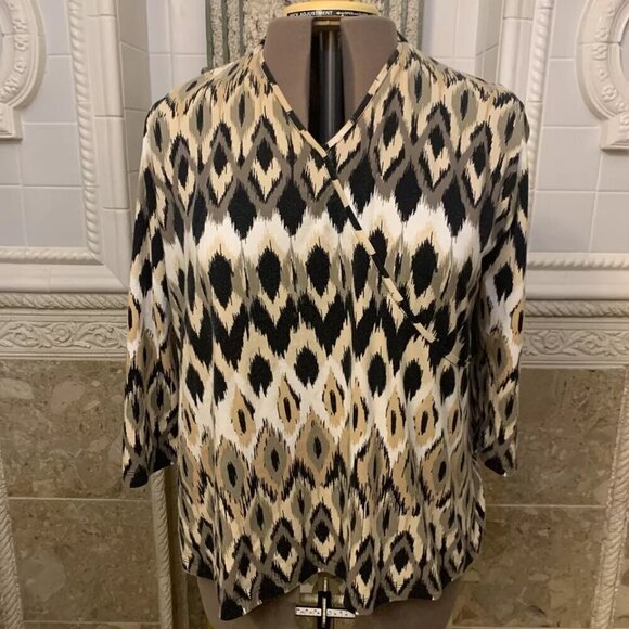 Ruby Rd. Size 1X. Cotton/spandex. Stretch Pullover. 3/4 Sleeve. B24 - Picture 1 of 4